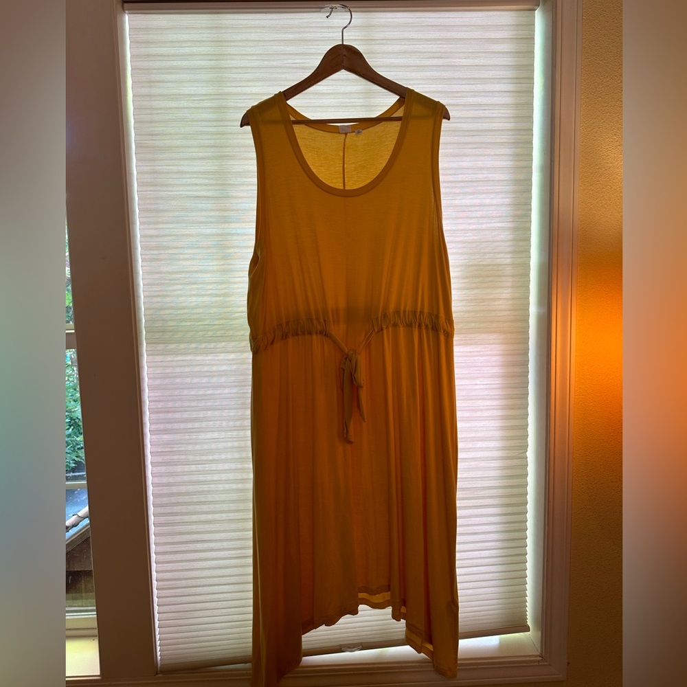 Gap XXL Light yellow, asymmetrical, midi dress, front tie, sleeveless